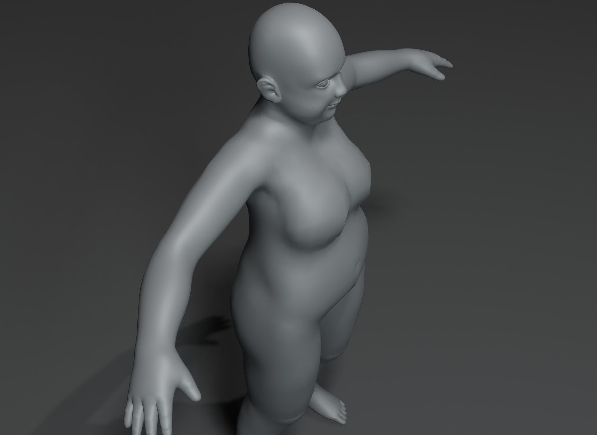 Fat Human Body Base Mesh 3D Model Family Pack 20k Polygons 3D Model Collection_81