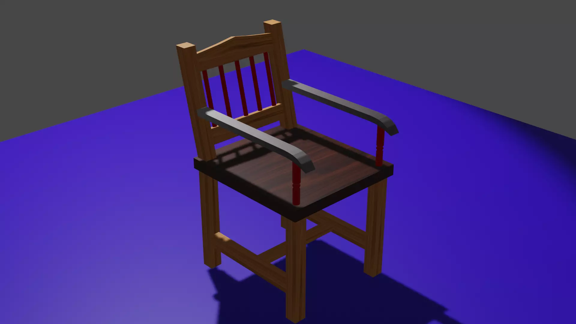 chair low poly game ready model wooden Low-poly 3D model_0