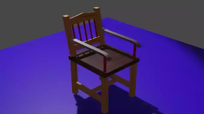 chair low poly game ready model wooden