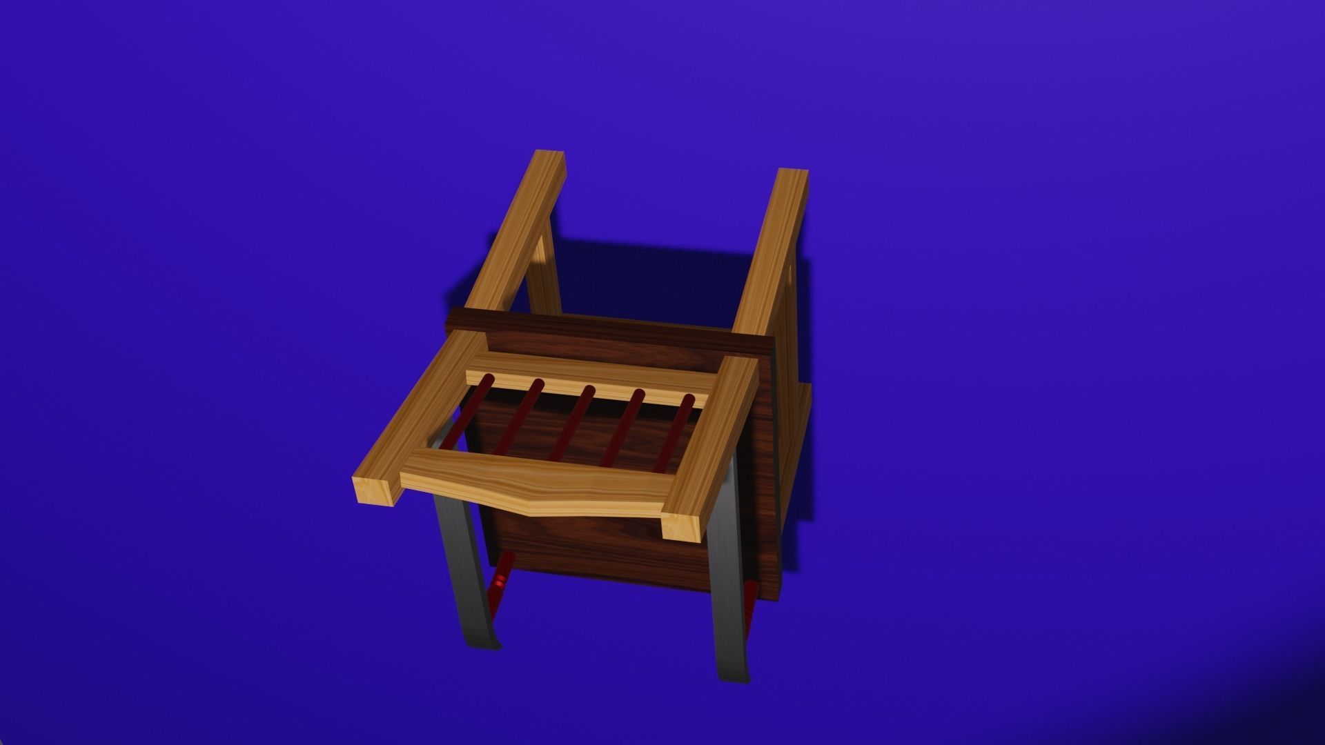 chair low poly game ready model wooden Low-poly 3D model_2