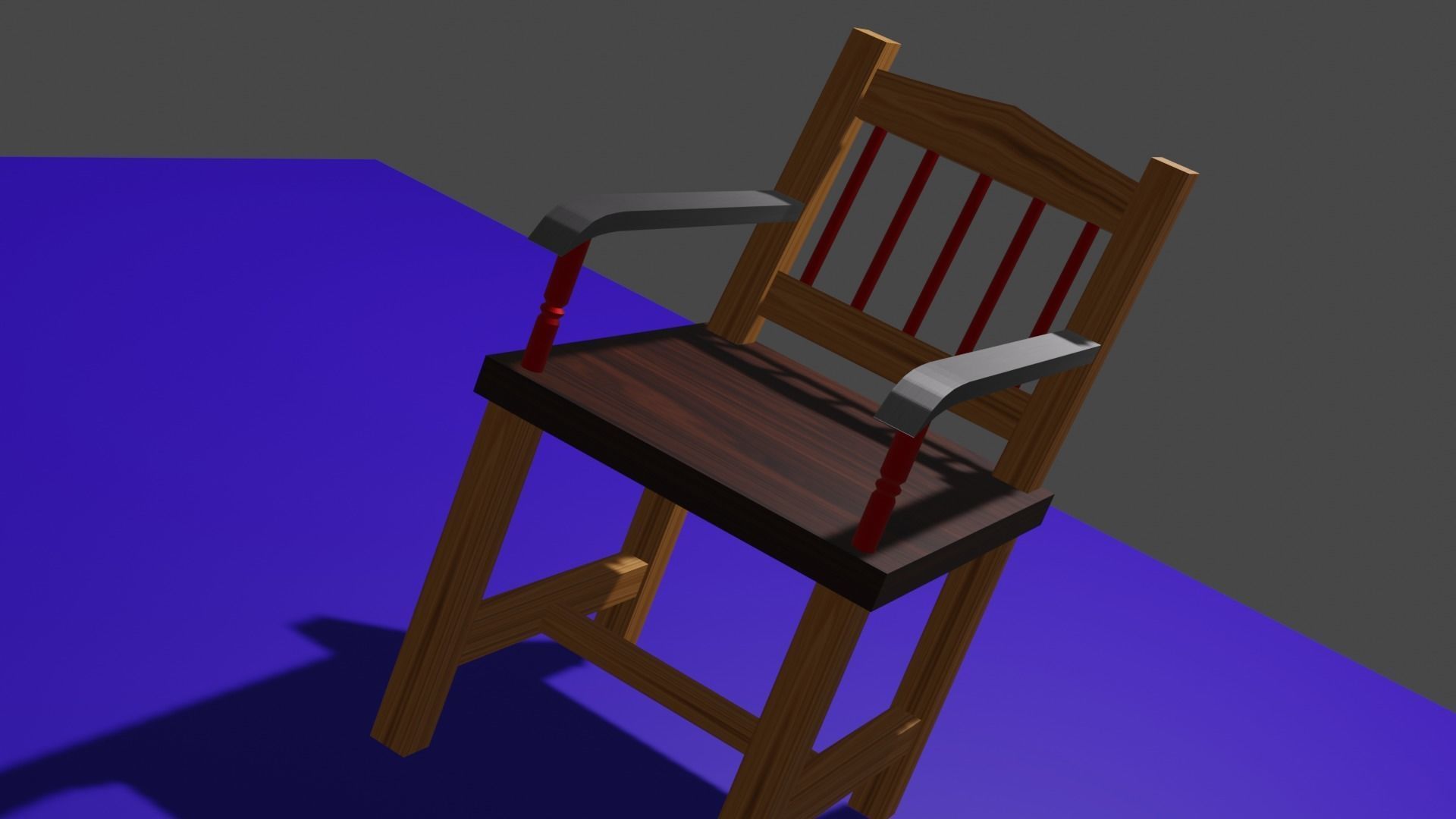 chair low poly game ready model wooden Low-poly 3D model_1