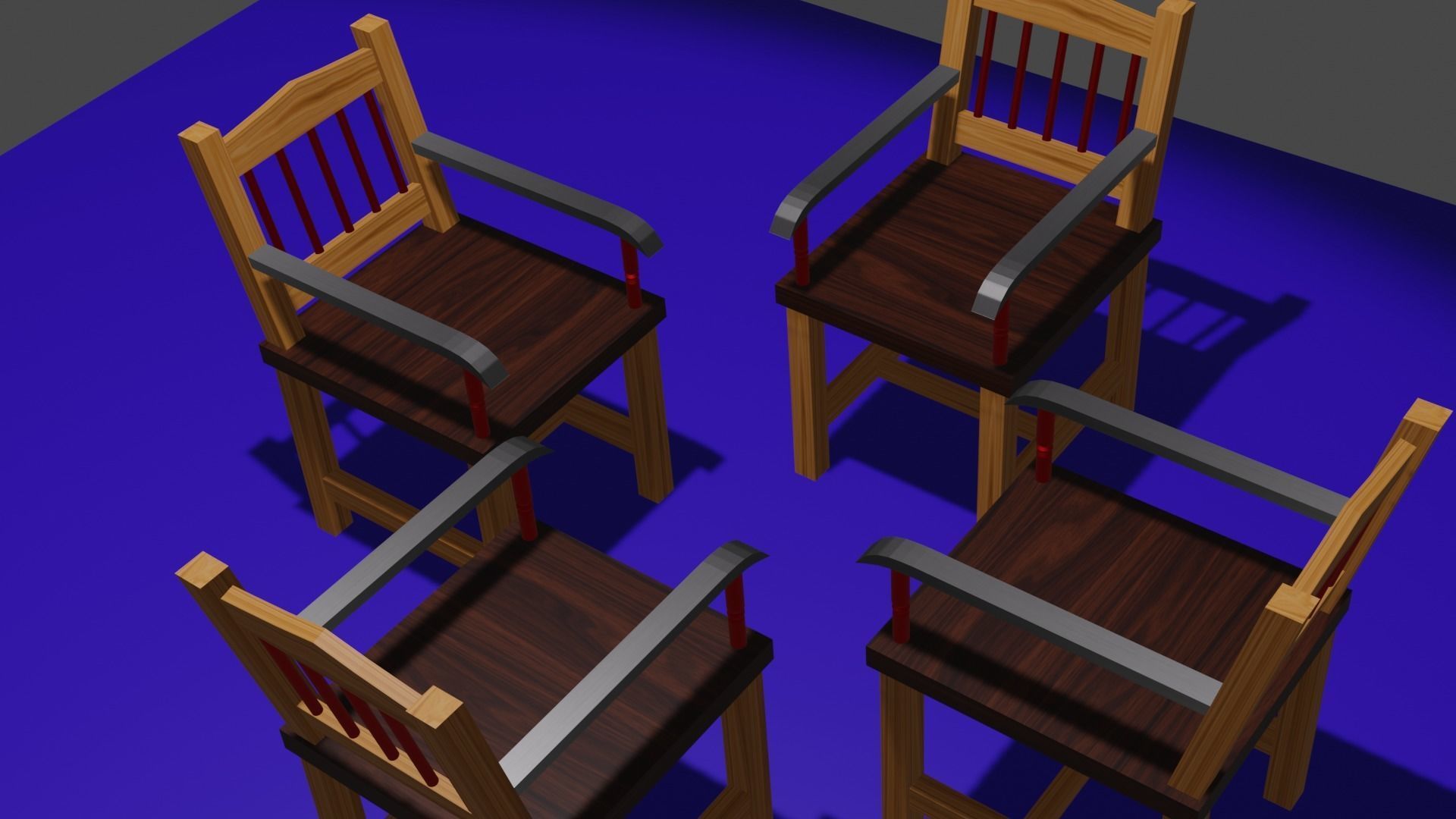 chair low poly game ready model wooden Low-poly 3D model_3