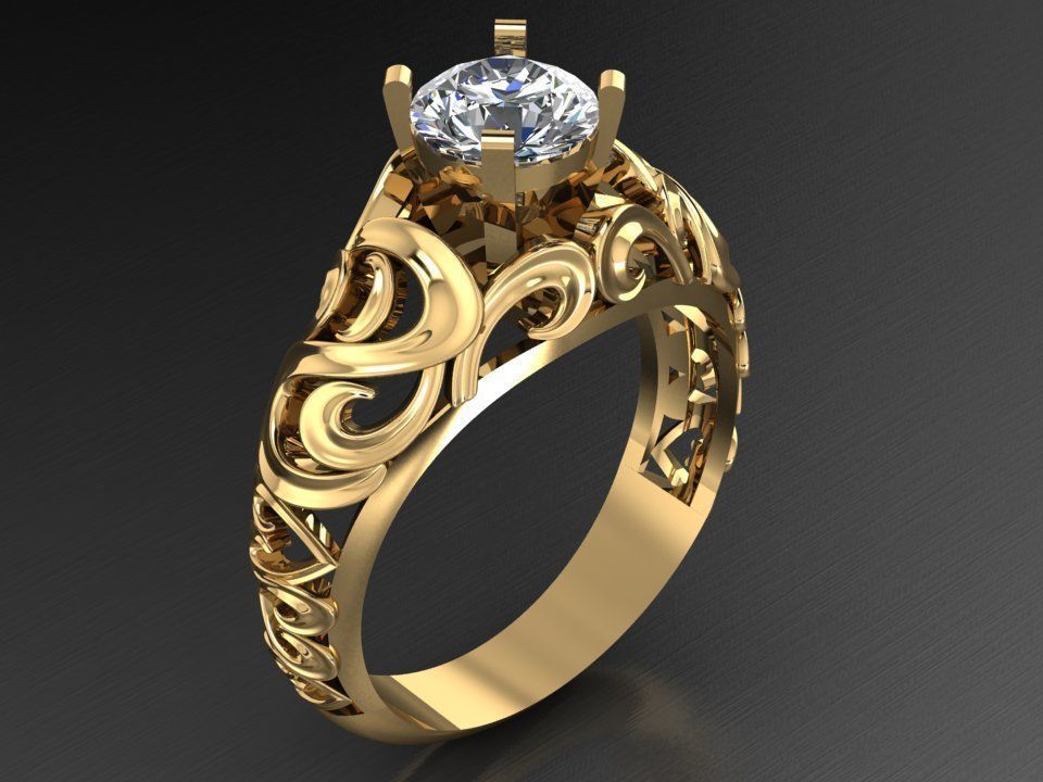 solitaire ring  3D print model_1