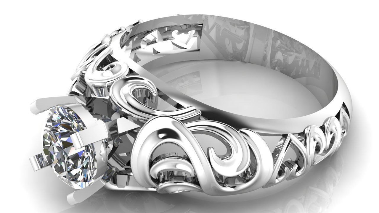 solitaire ring  3D print model_5