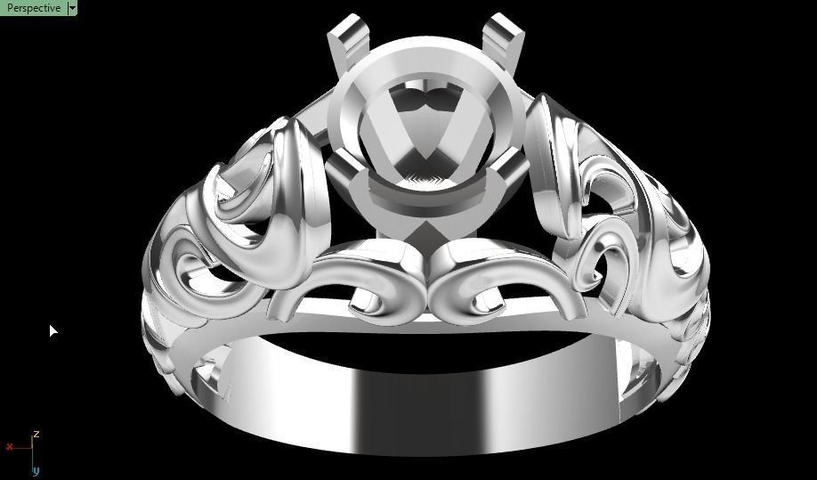 solitaire ring  3D print model_13