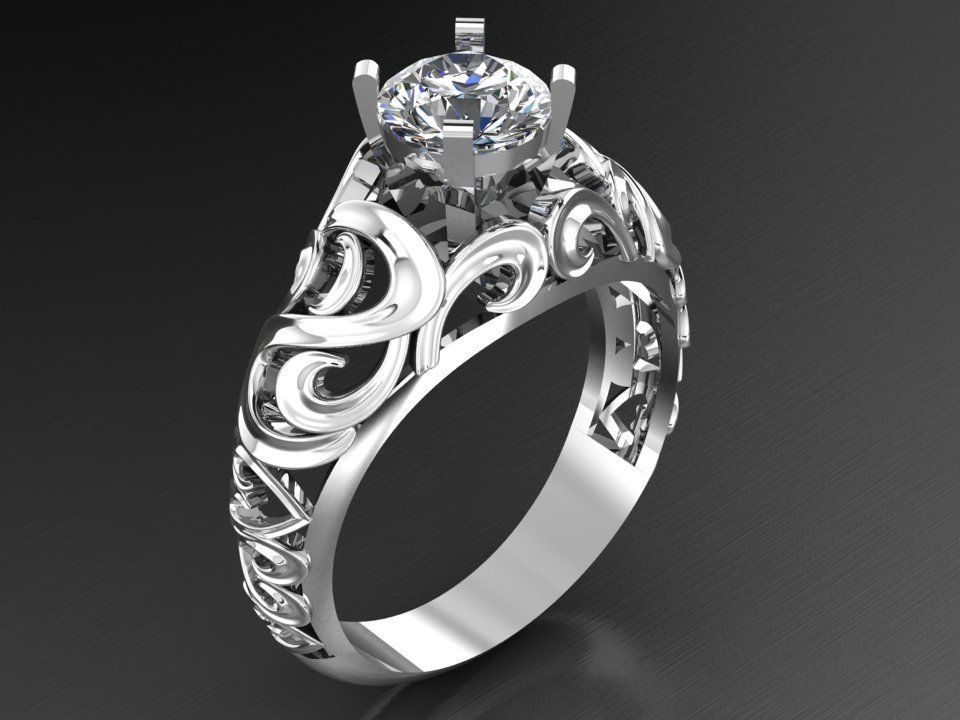 solitaire ring  3D print model_2