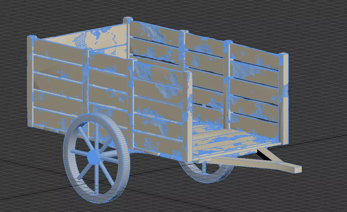 Wooden Cart Damaged 3D model