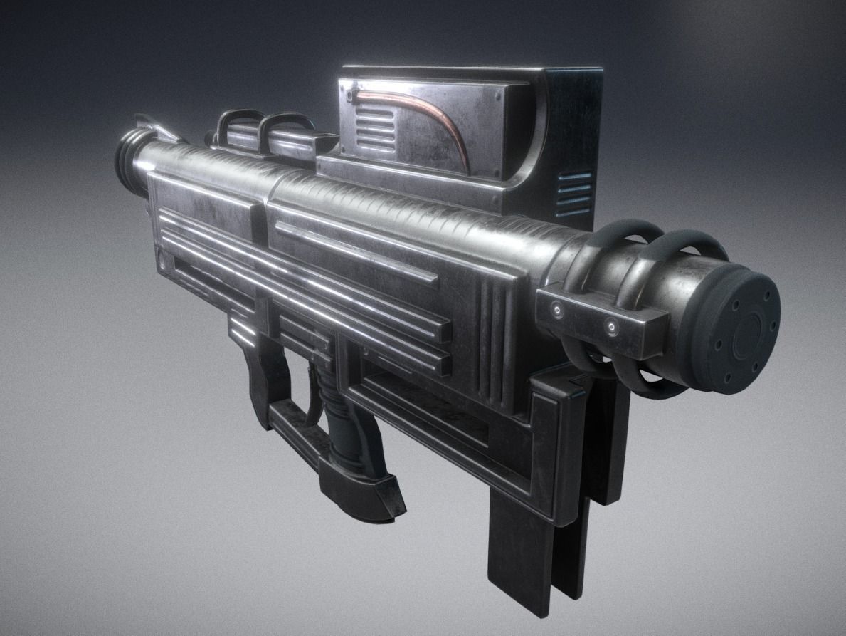 Heavy Blaster Gun Low-poly 3D model_3