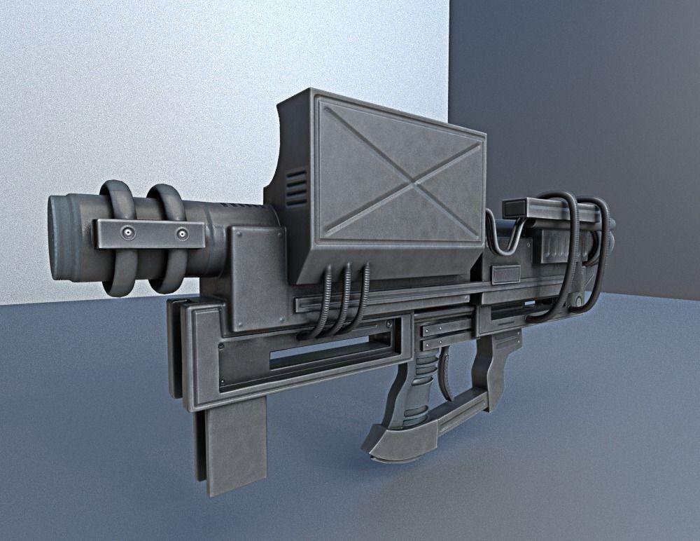 Heavy Blaster Gun Low-poly 3D model_16