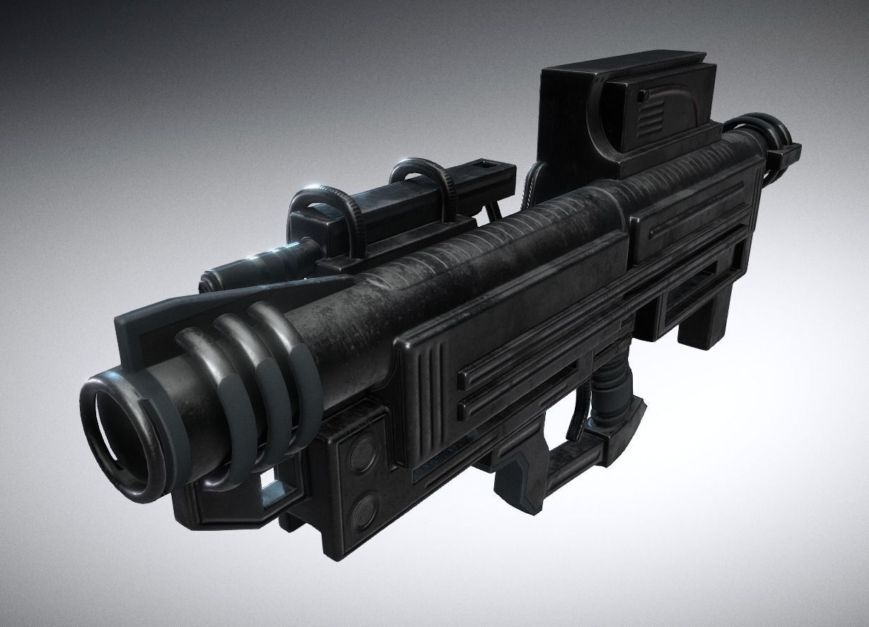 Heavy Blaster Gun Low-poly 3D model_5