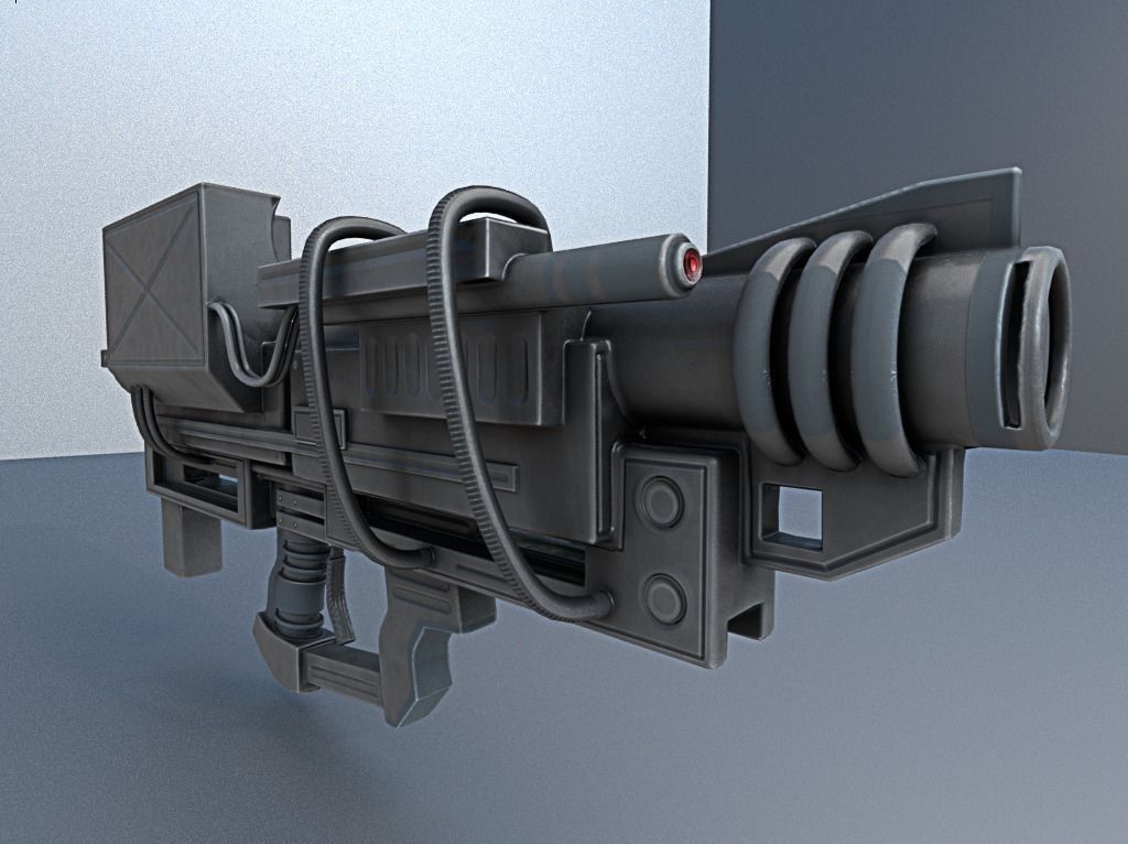 Heavy Blaster Gun Low-poly 3D model_15