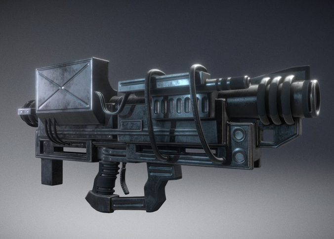 Heavy Blaster Gun Low-poly 3D model