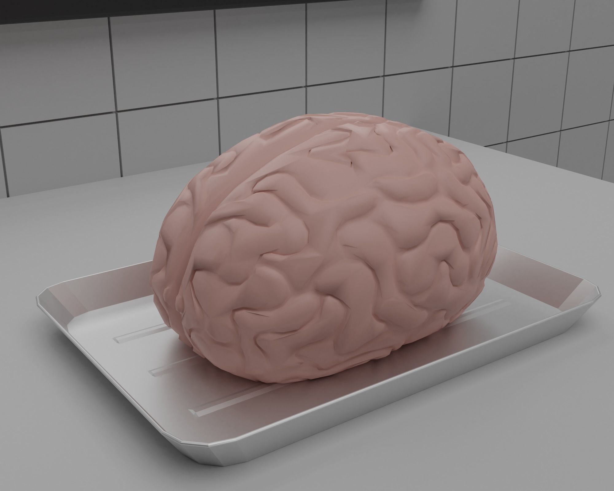 Morgue brain on tray Low-poly 3D model_3