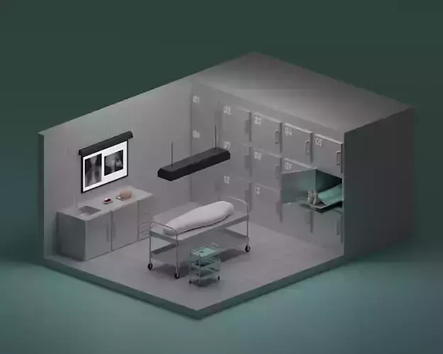 Morgue brain on tray Low-poly 3D model