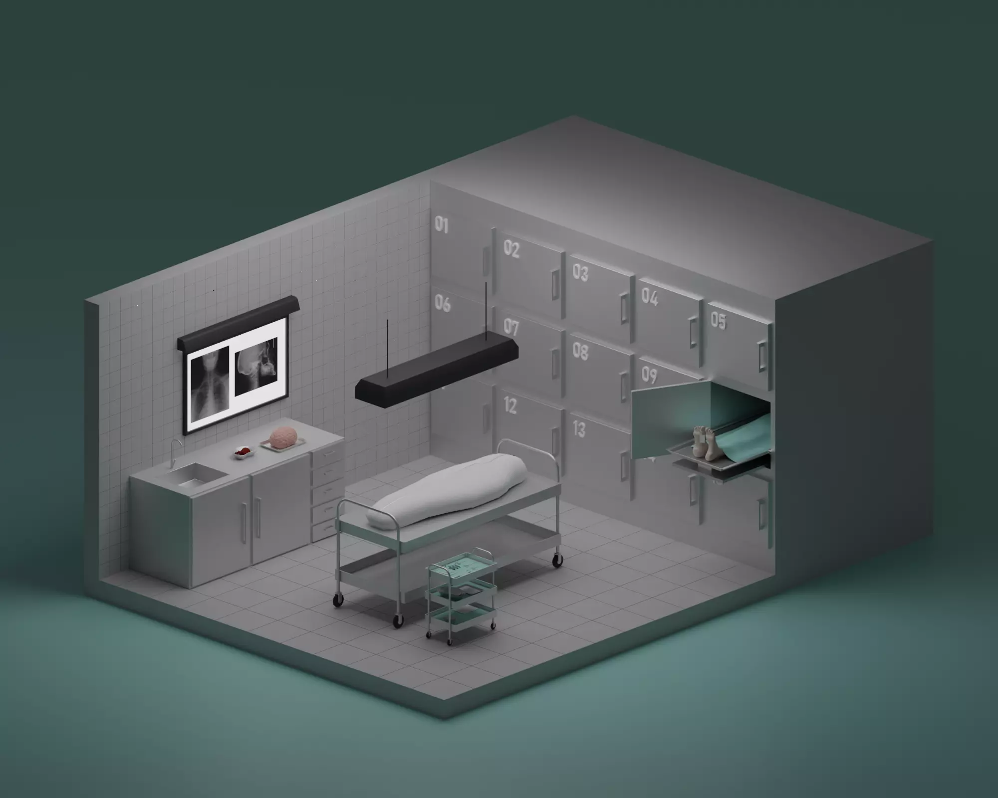Morgue brain on tray Low-poly 3D model_0