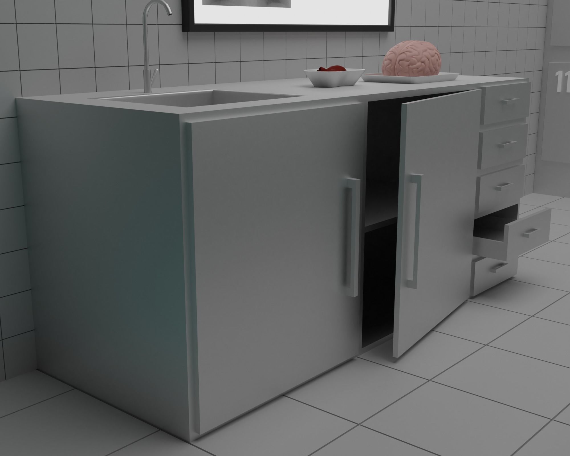 Morgue brain on tray Low-poly 3D model_8