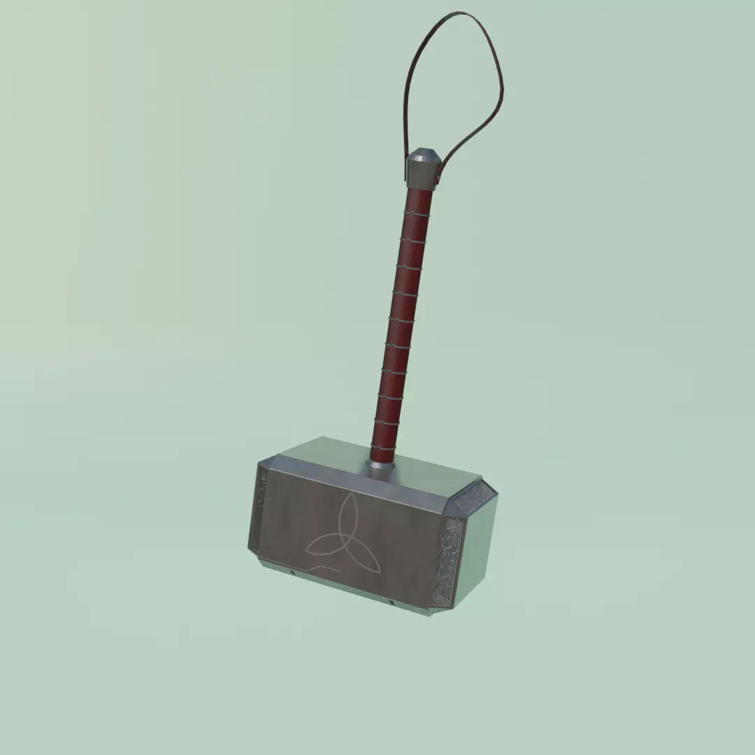 Mjolnir Thor Hammer 3D Model low poly Free low-poly 3D model_0