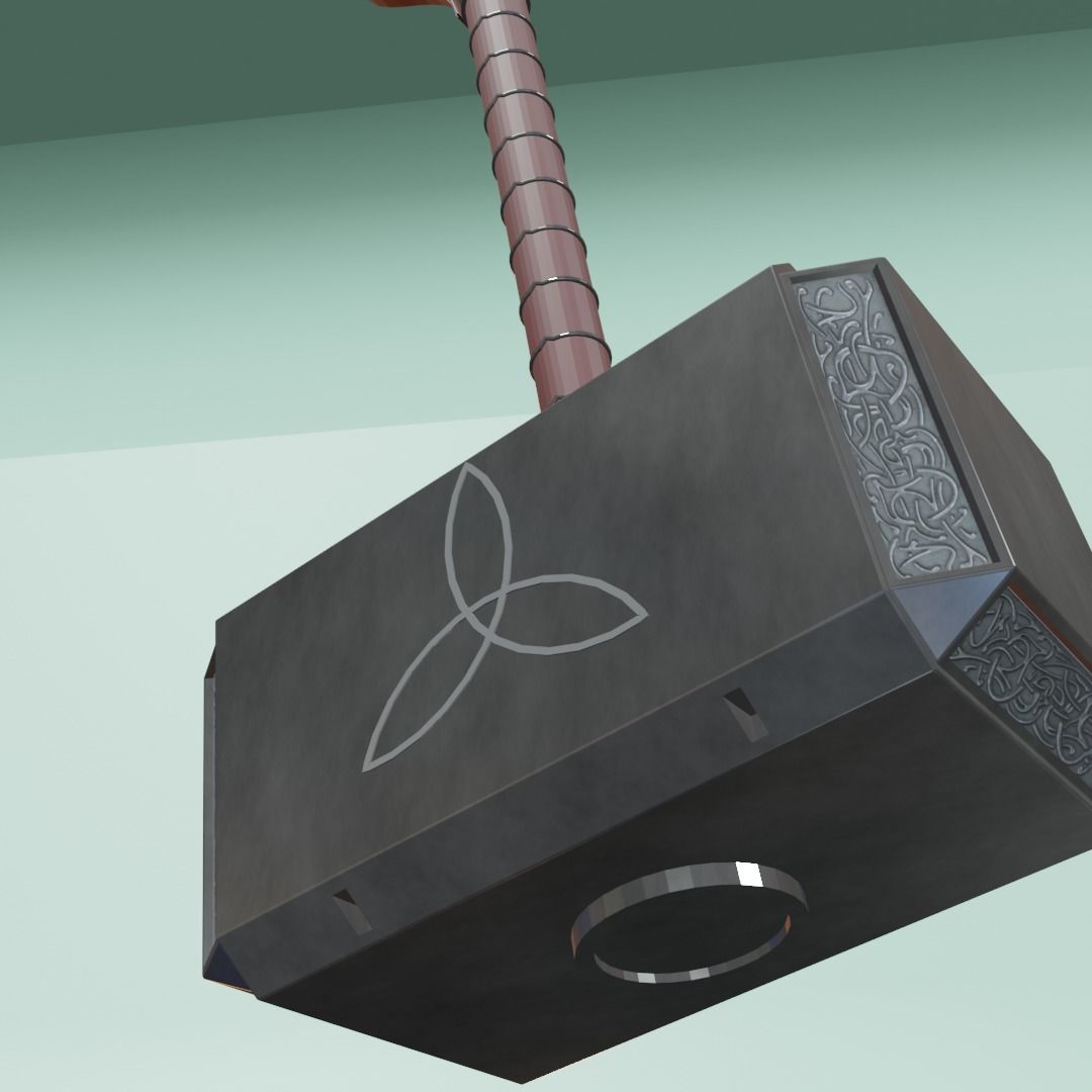 Mjolnir Thor Hammer 3D Model low poly Free low-poly 3D model_3