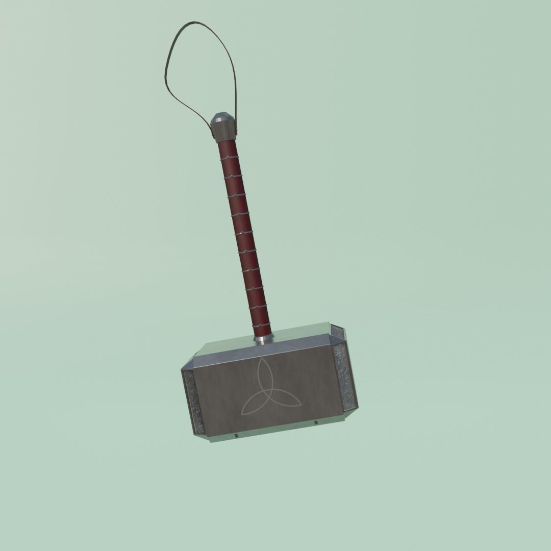 Mjolnir Thor Hammer 3D Model low poly Free low-poly 3D model_2