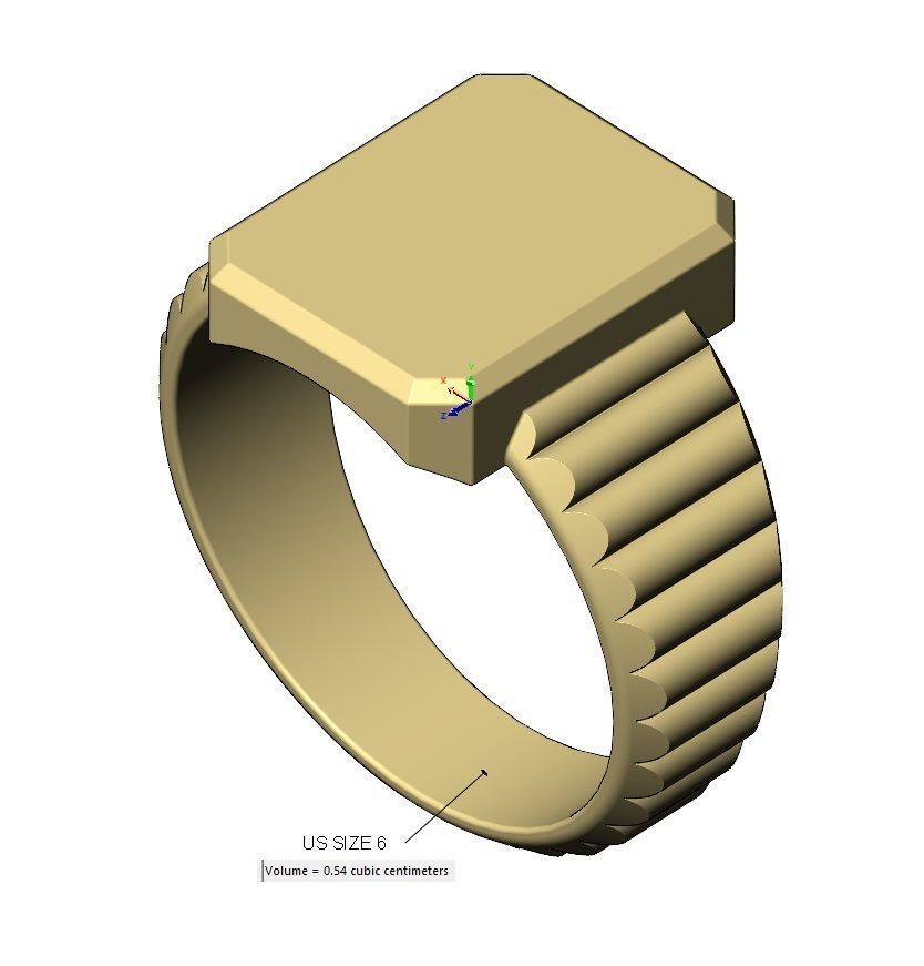 Watch link rectangular tag signet ring US sizes 6to11 3D print model_10