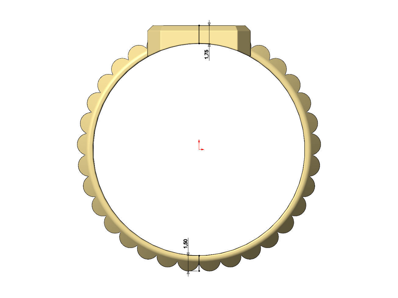 Watch link rectangular tag signet ring US sizes 6to11 3D print model_6