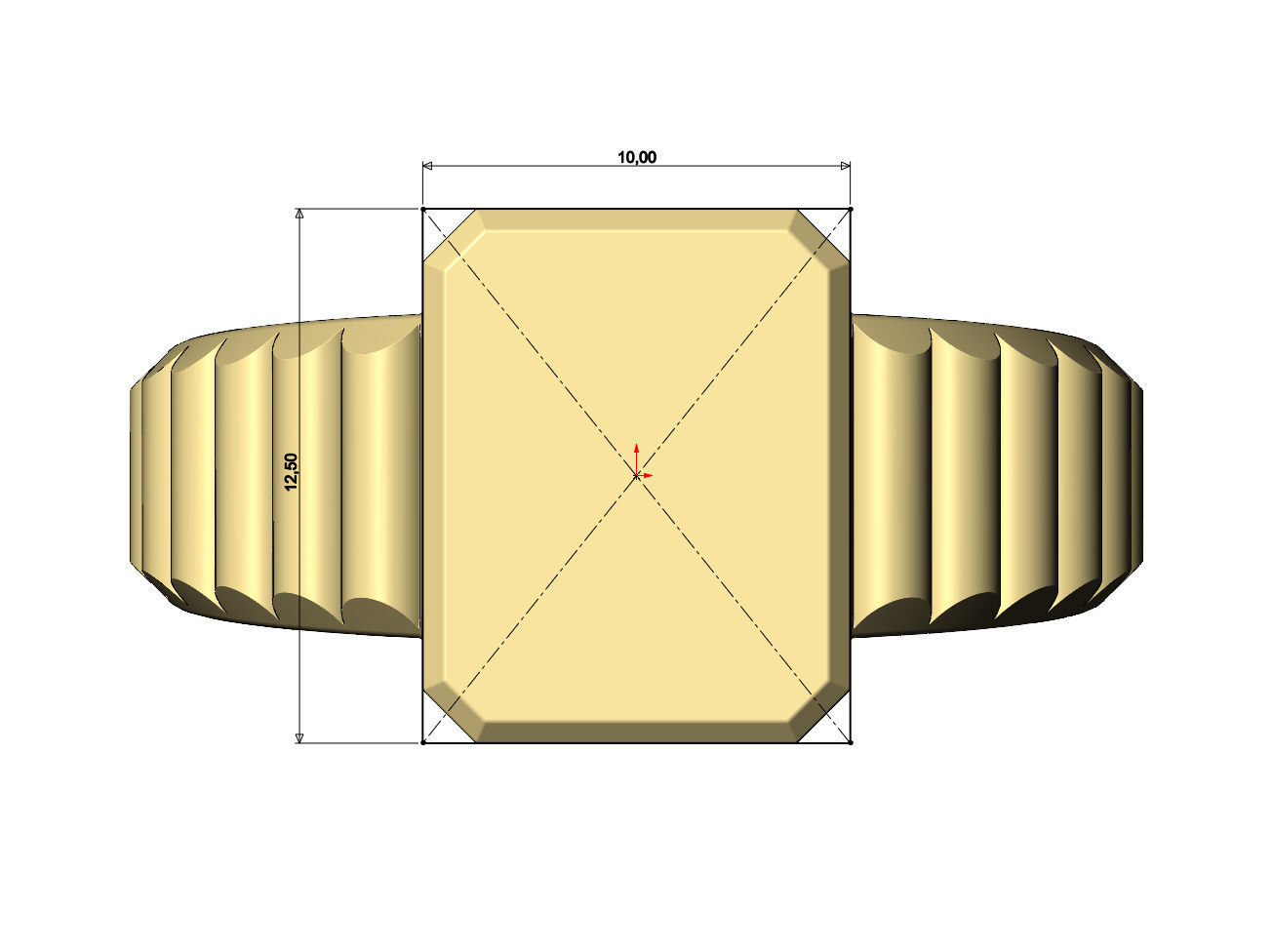 Watch link rectangular tag signet ring US sizes 6to11 3D print model_5