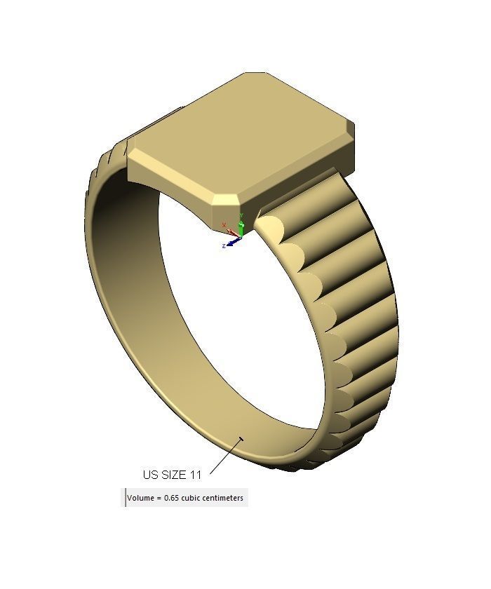 Watch link rectangular tag signet ring US sizes 6to11 3D print model_14