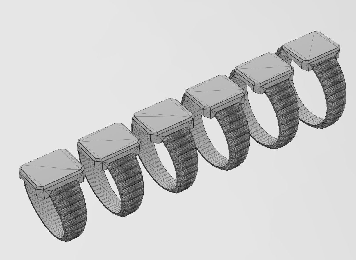 Watch link rectangular tag signet ring US sizes 6to11 3D print model_11