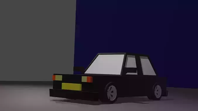 lowpoly car black car clasic car Low-poly 3D model