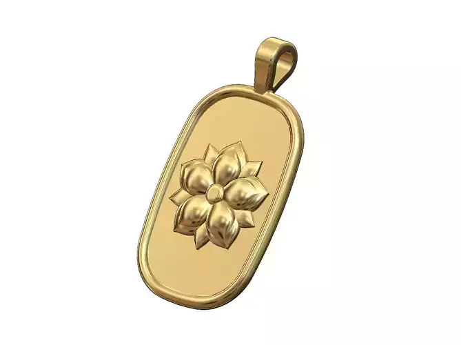 Oriental flower relief pendant necklace and charm
