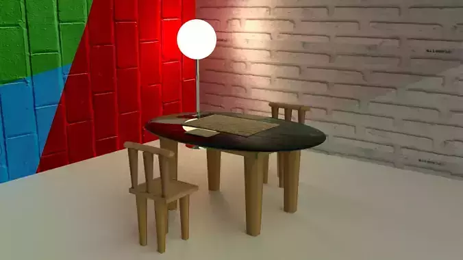 Table With Two Chairs 