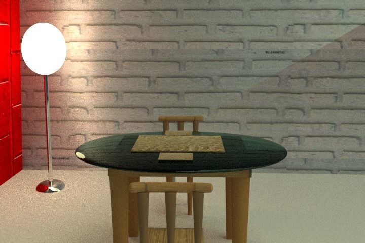 Table With Two Chairs  Free 3D model_3