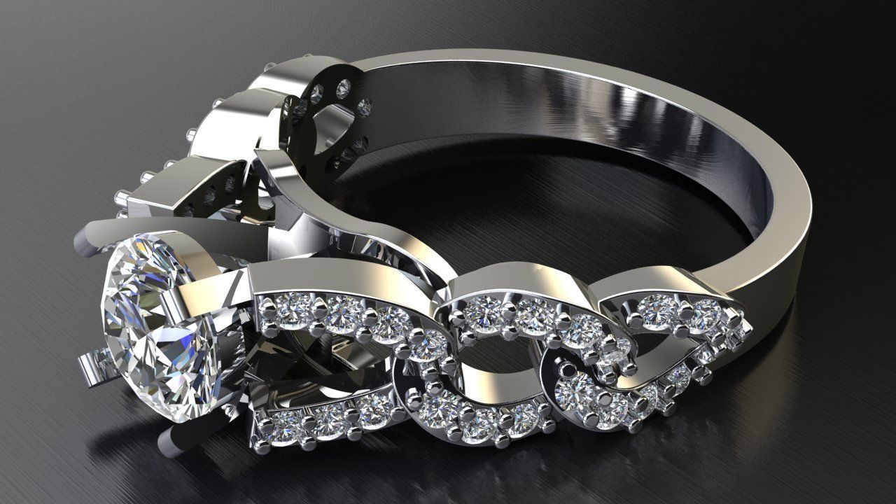 solitaire ring 3D print model_3