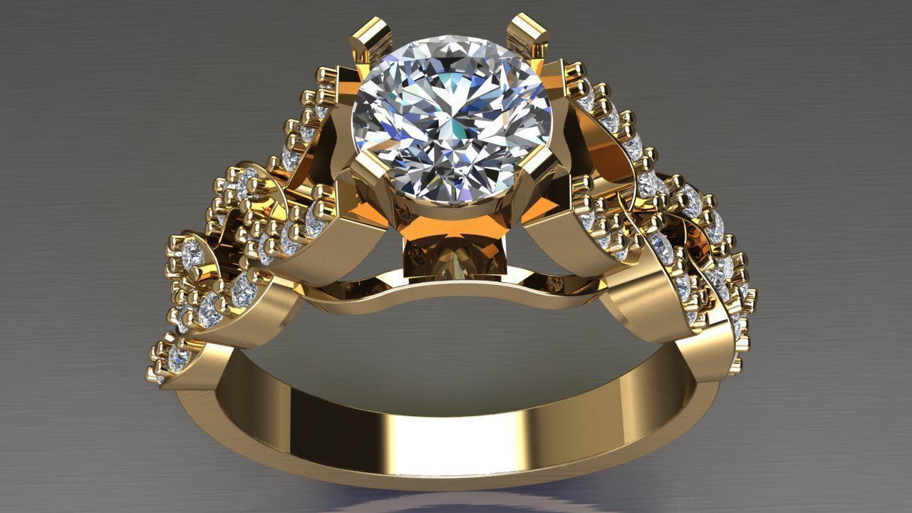 solitaire ring 3D print model_2