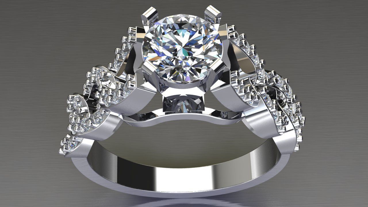 solitaire ring 3D print model_1