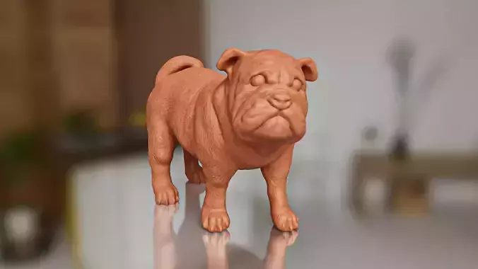 Cute but Realistic Pug Dog Toy Model