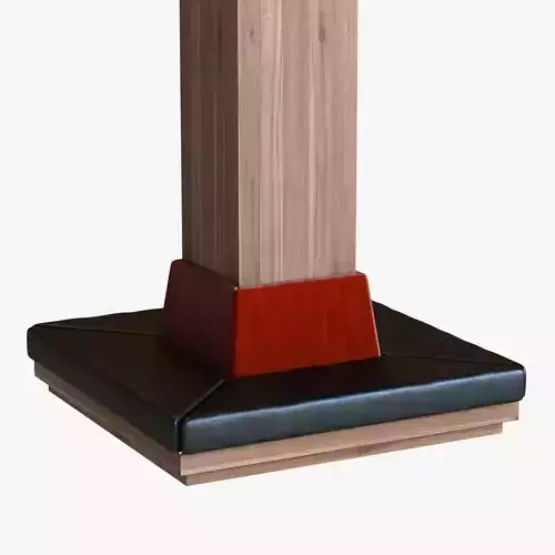 Square wood column with leather seat