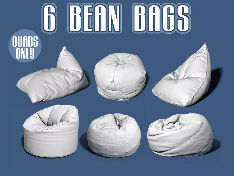 6 bean bag models 3D model_0