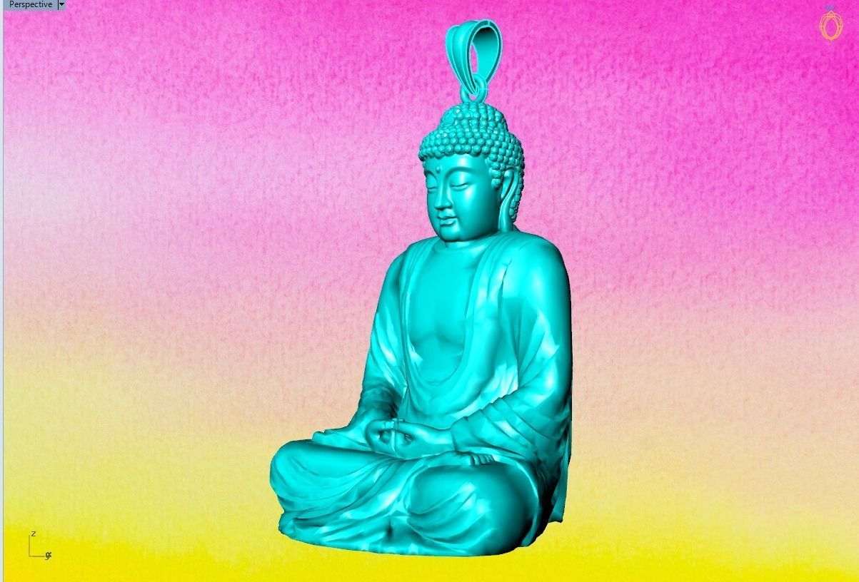 Amitabha Buddha Pendant - Adida Buddha pendant - Buddha pendant 3D print model_2
