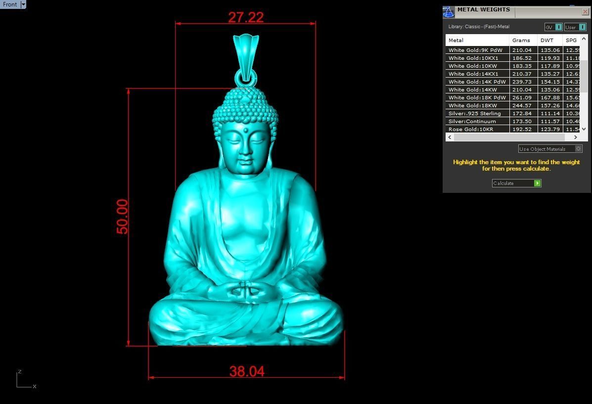 Amitabha Buddha Pendant - Adida Buddha pendant - Buddha pendant 3D print model_4