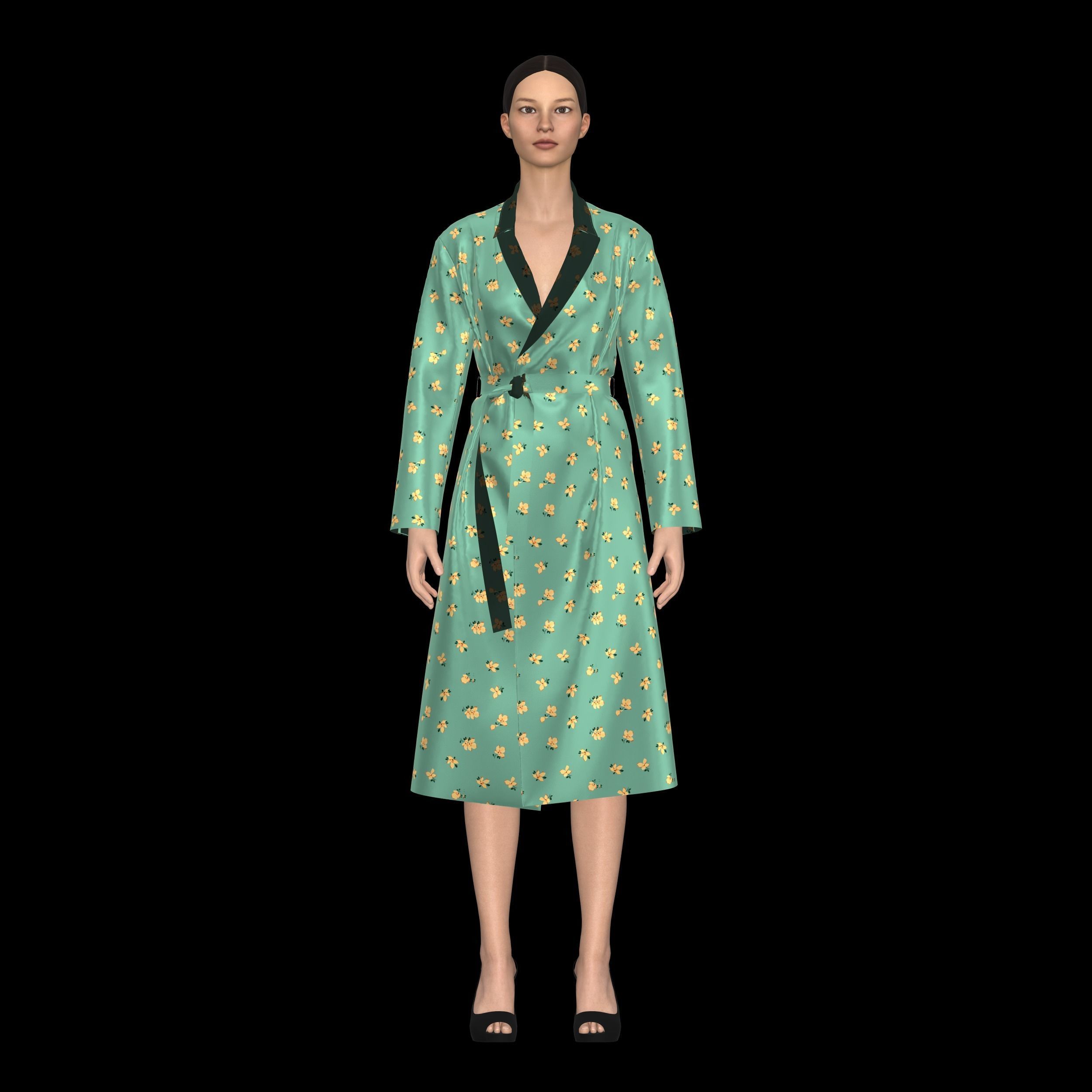 Bathrobe woman in bikini Low-poly 3D model_55