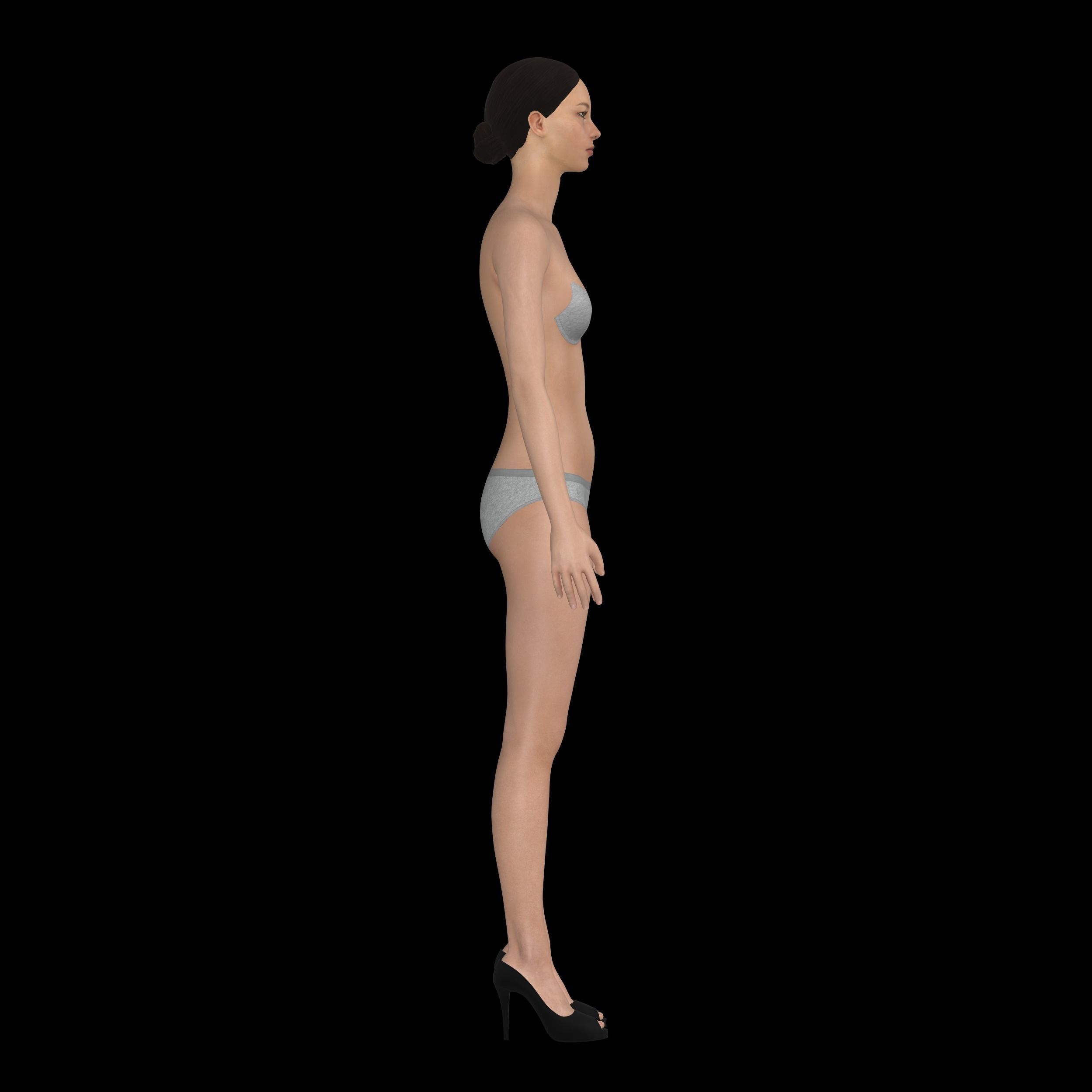 Bathrobe woman in bikini Low-poly 3D model_28