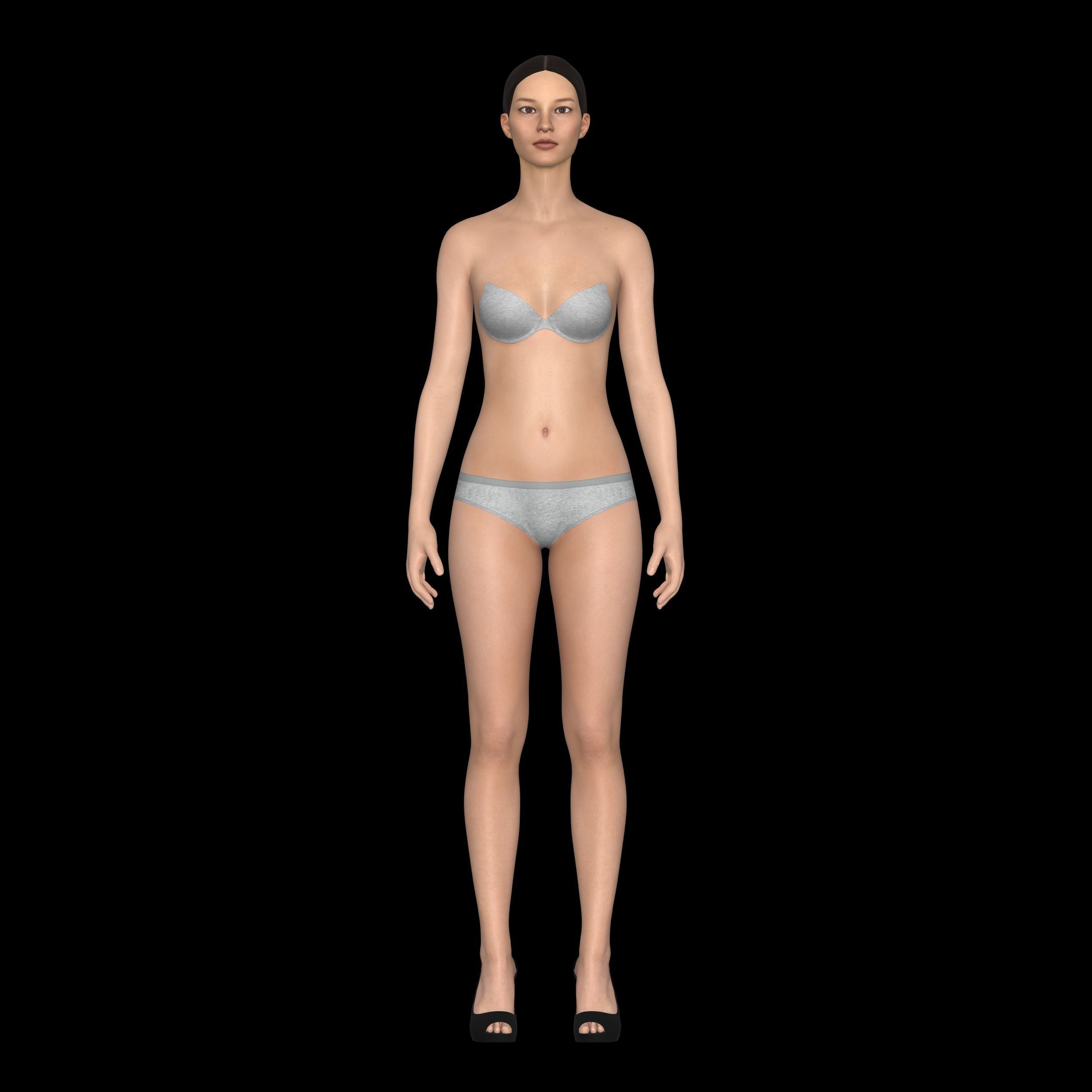 Bathrobe woman in bikini Low-poly 3D model_6