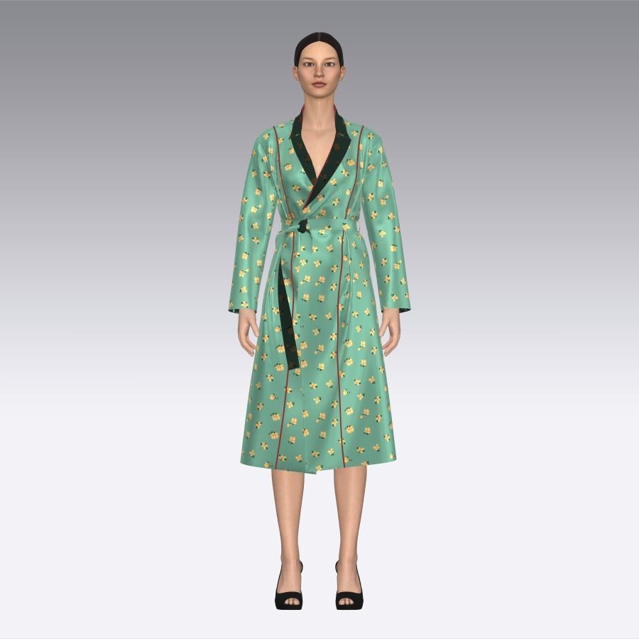 Bathrobe woman in bikini Low-poly 3D model_7