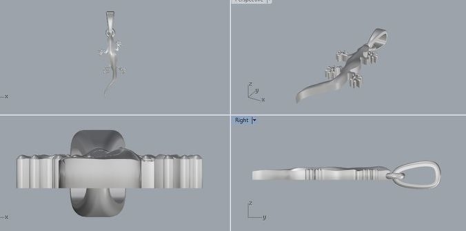 Sterling Silver Lizard Animal Pendant Jewellery 3D print model