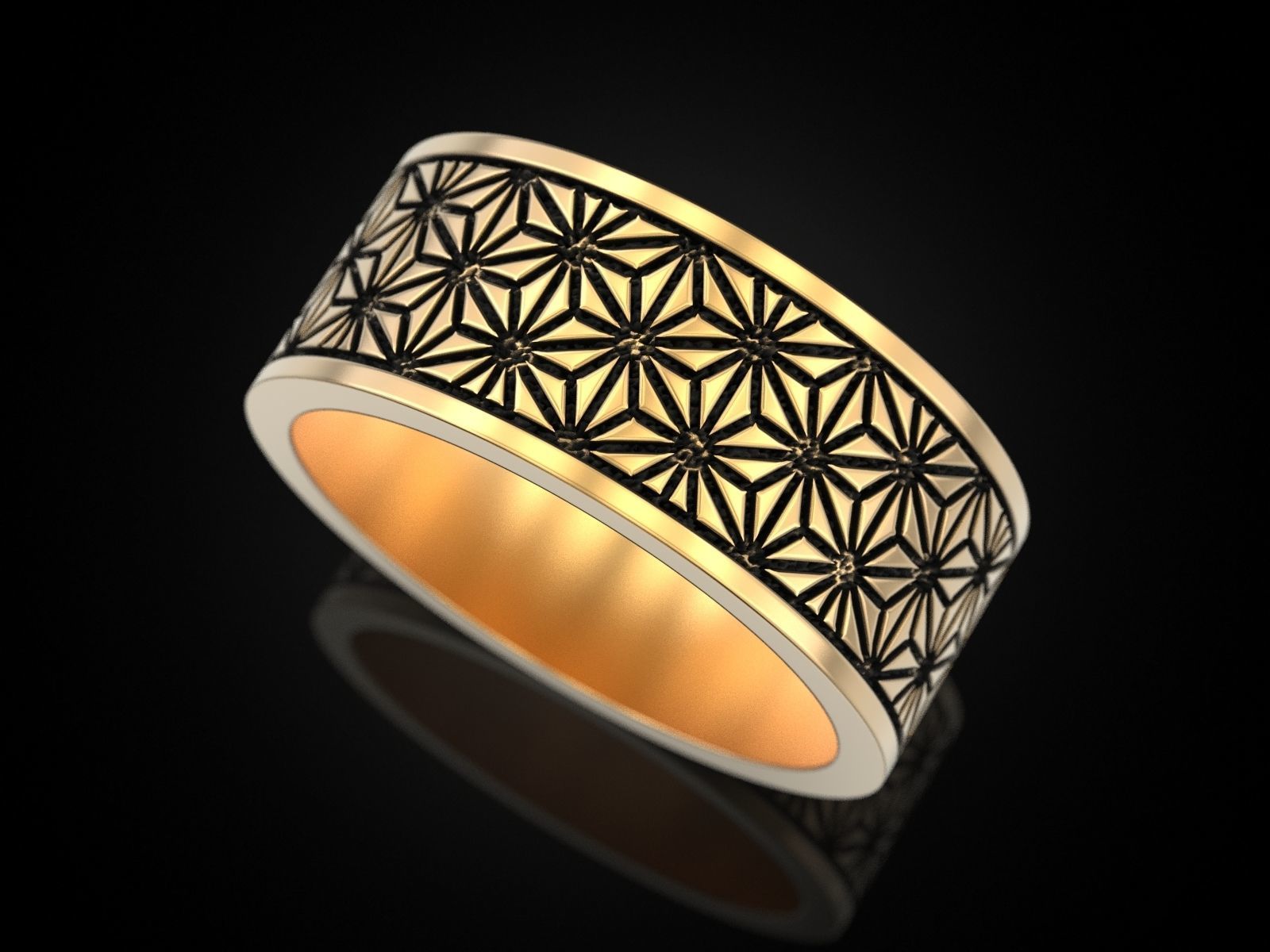 Geometric paterns Ring V2 3D print model_7