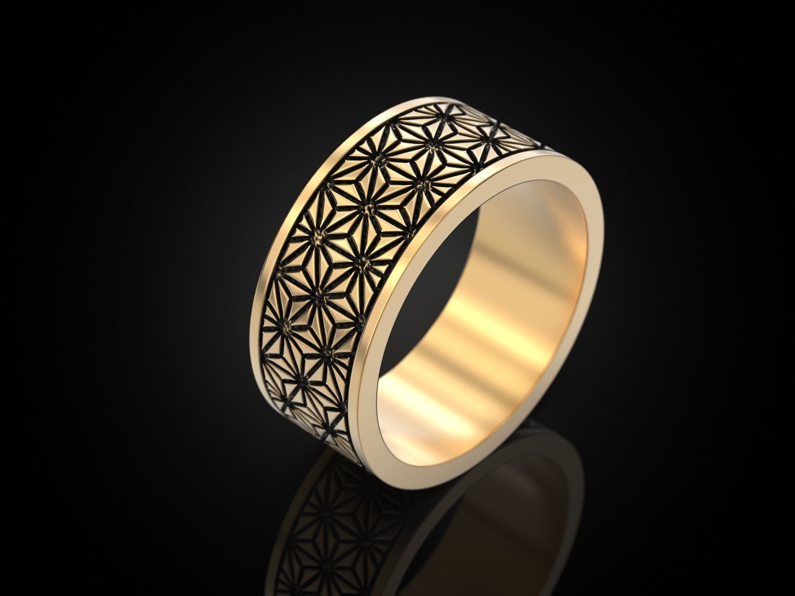 Geometric paterns Ring V2 3D print model_9