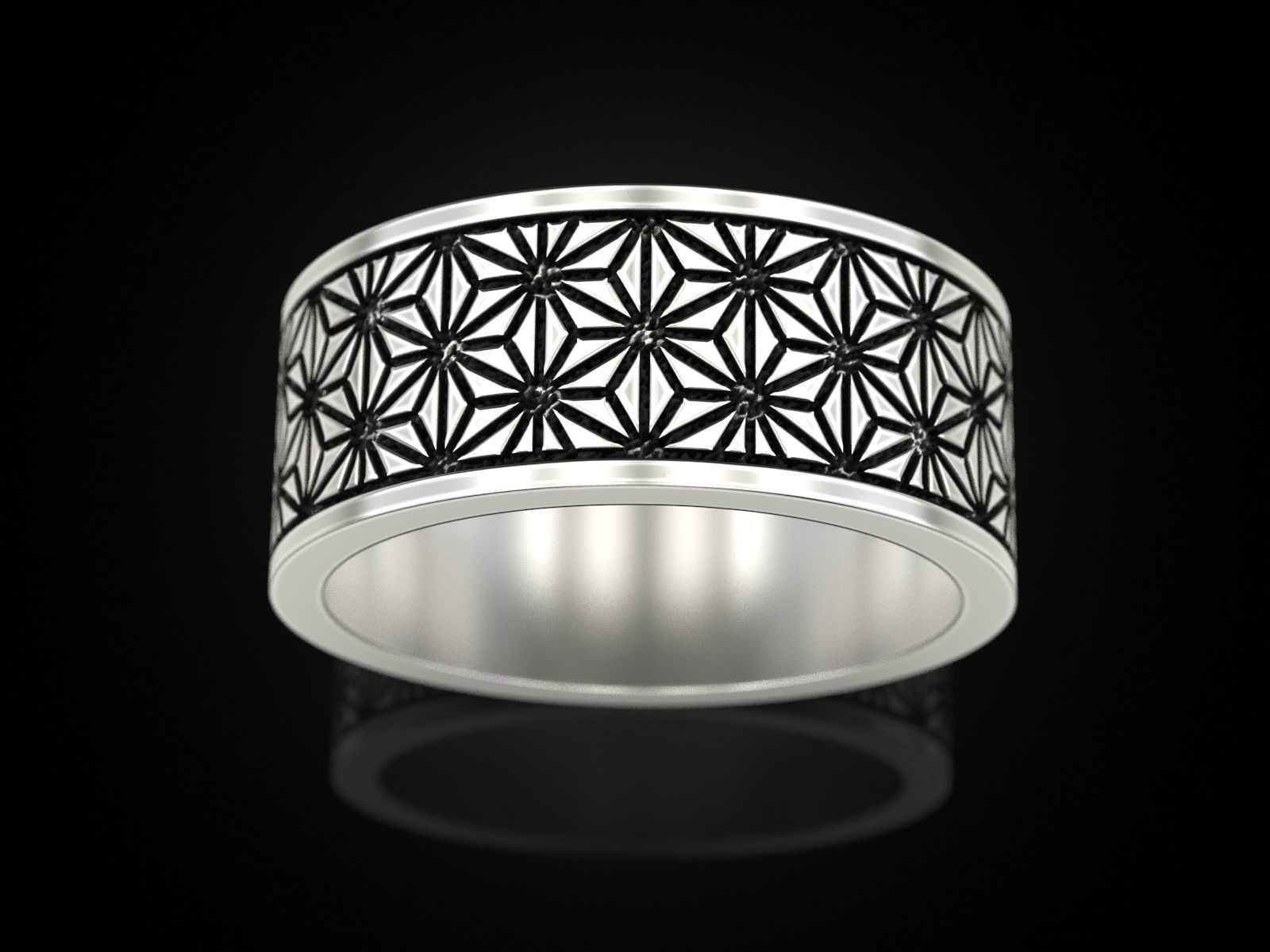 Geometric paterns Ring V2 3D print model_1