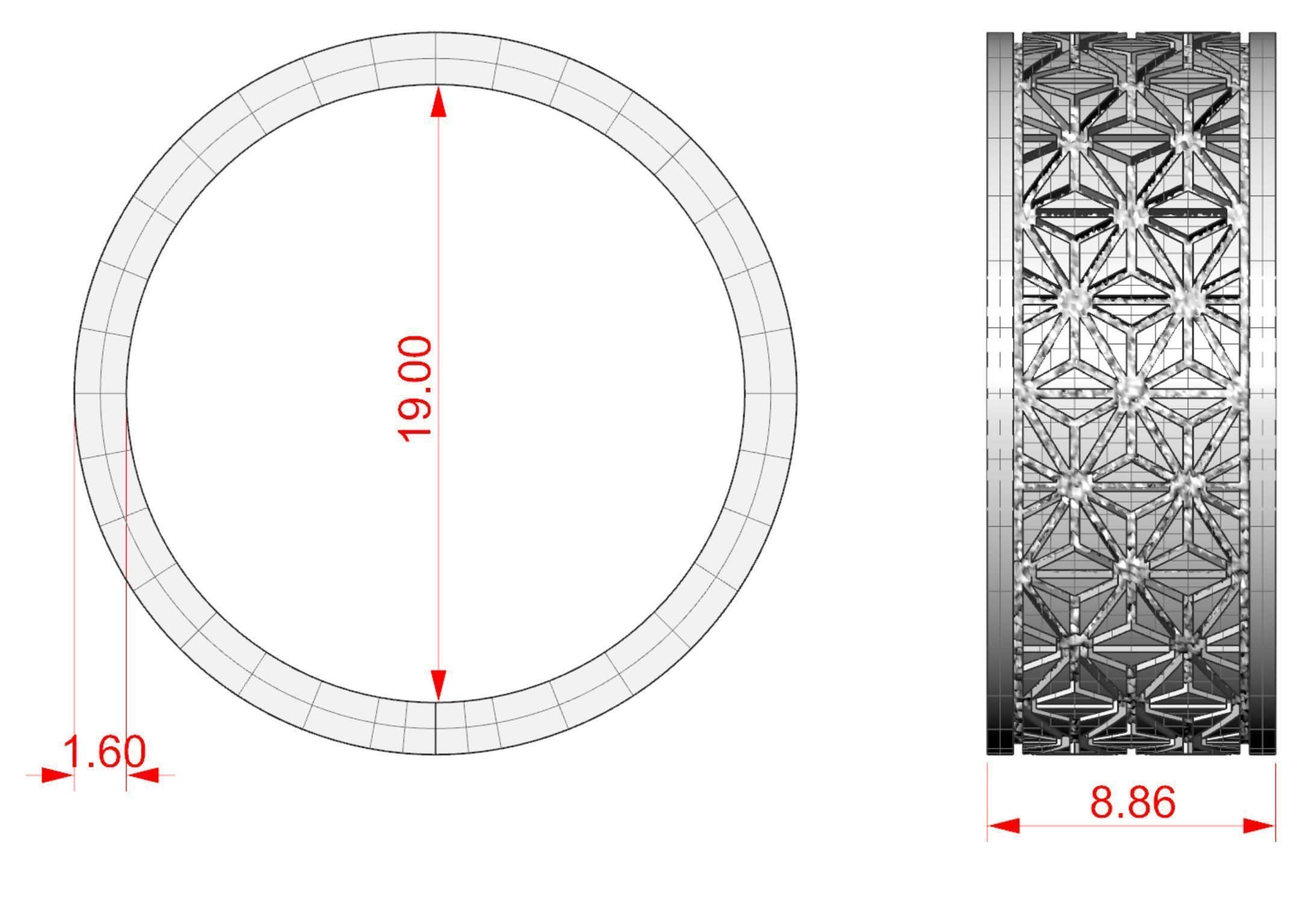 Geometric paterns Ring V2 3D print model_6