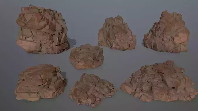 desert rocks Low-poly 3D model